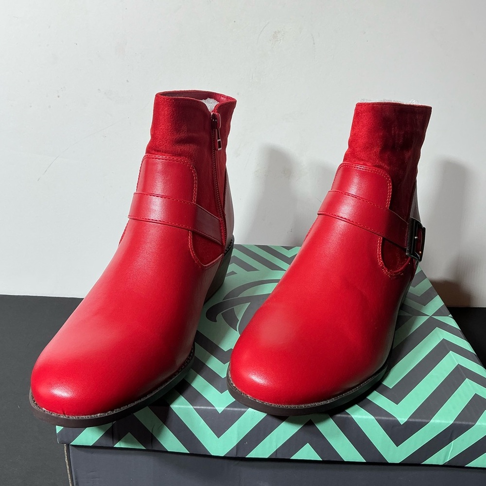 Trary Red Ankle Boots